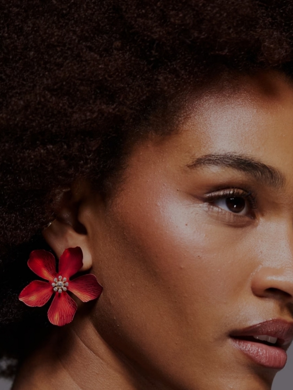Aldo Red Floral Crystal-Center Stud Earrings - Picture 5 of 8